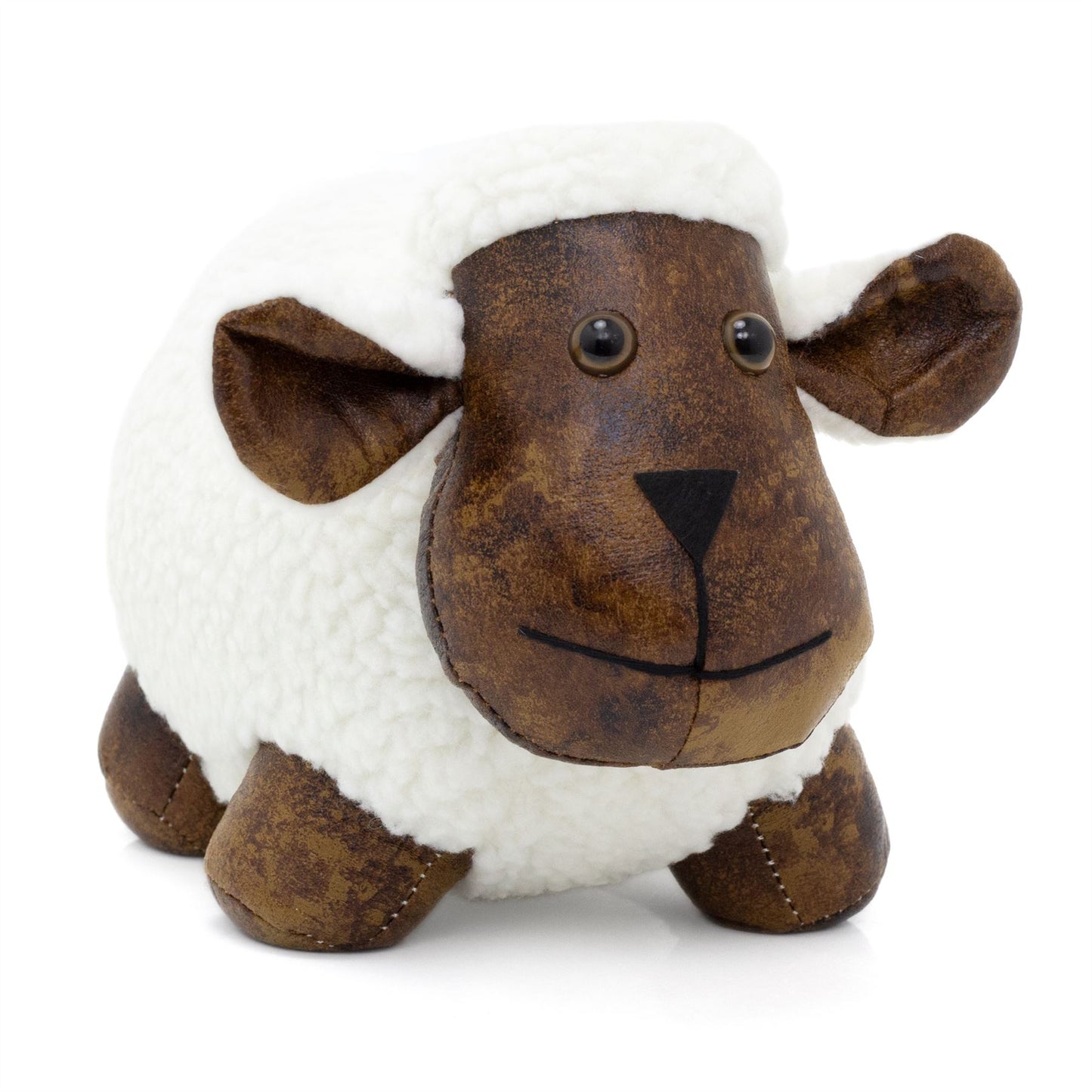 Bertie Sheep Doorstop | Faux Leather Weighted White Sheep Animal Door Stop 1.8kg