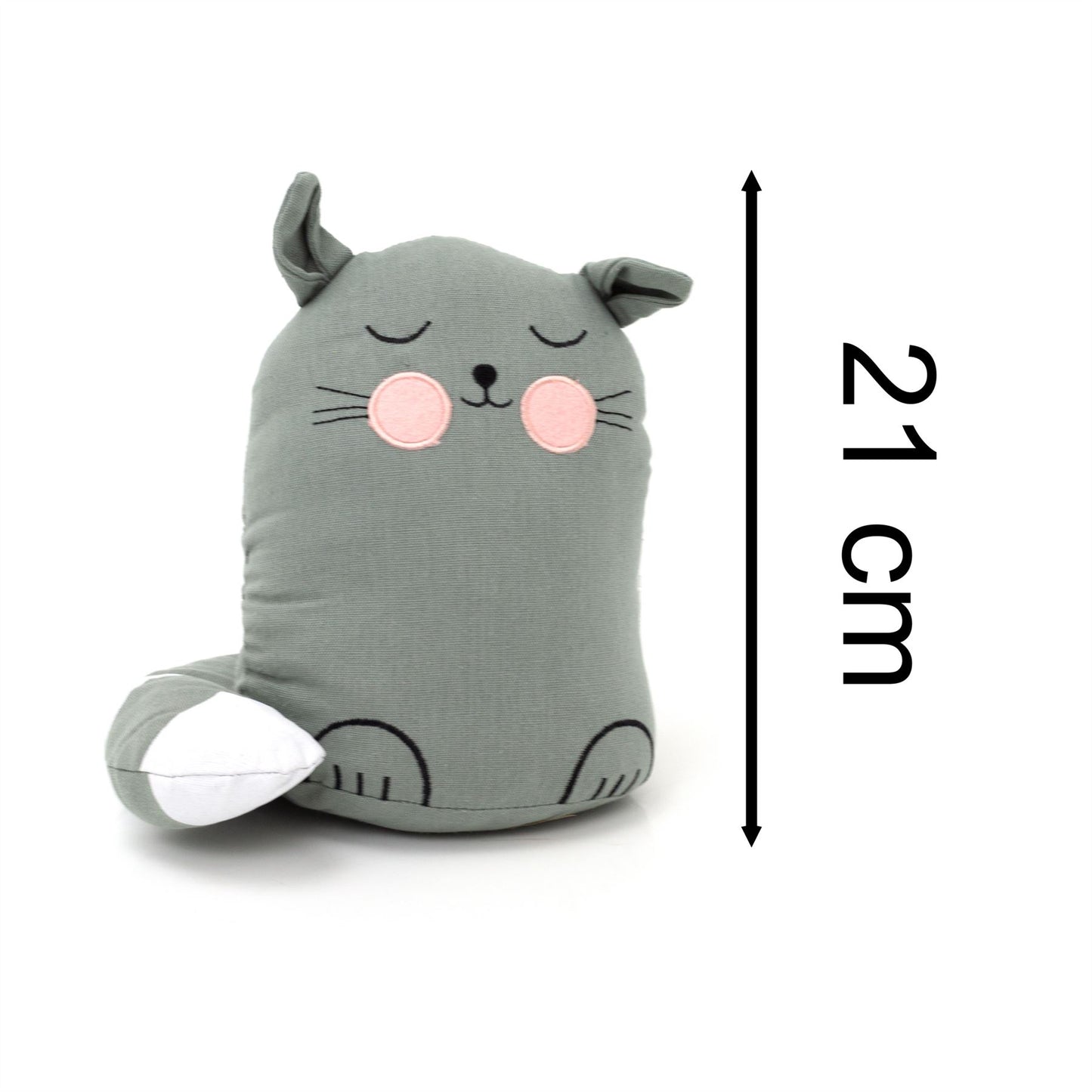 Childrens Fabric Cat Doorstop | Kids Cat Doorstops Animal Door Stopper - Grey