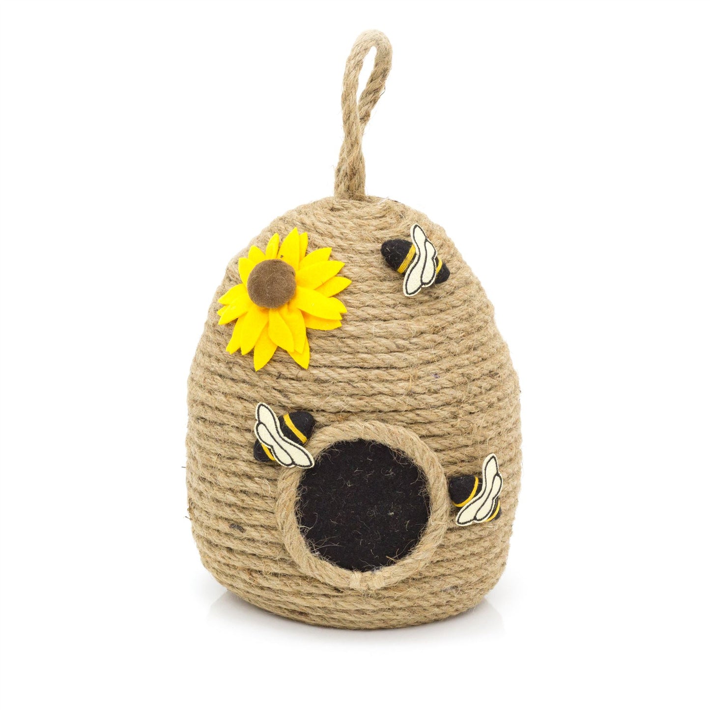 Rustic Beehive Coir Rope Doorstop | Honey Bee House Home Doorstopper | Novelty Bee Hive Door Stop With Handle