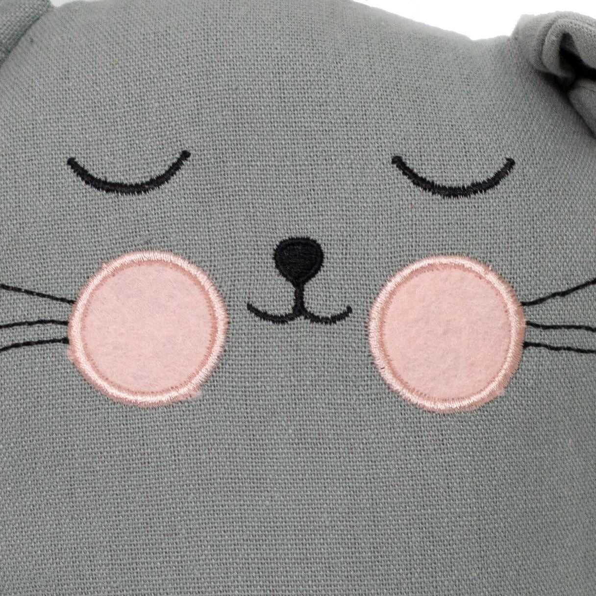 Childrens Fabric Cat Doorstop | Kids Cat Doorstops Animal Door Stopper - Grey