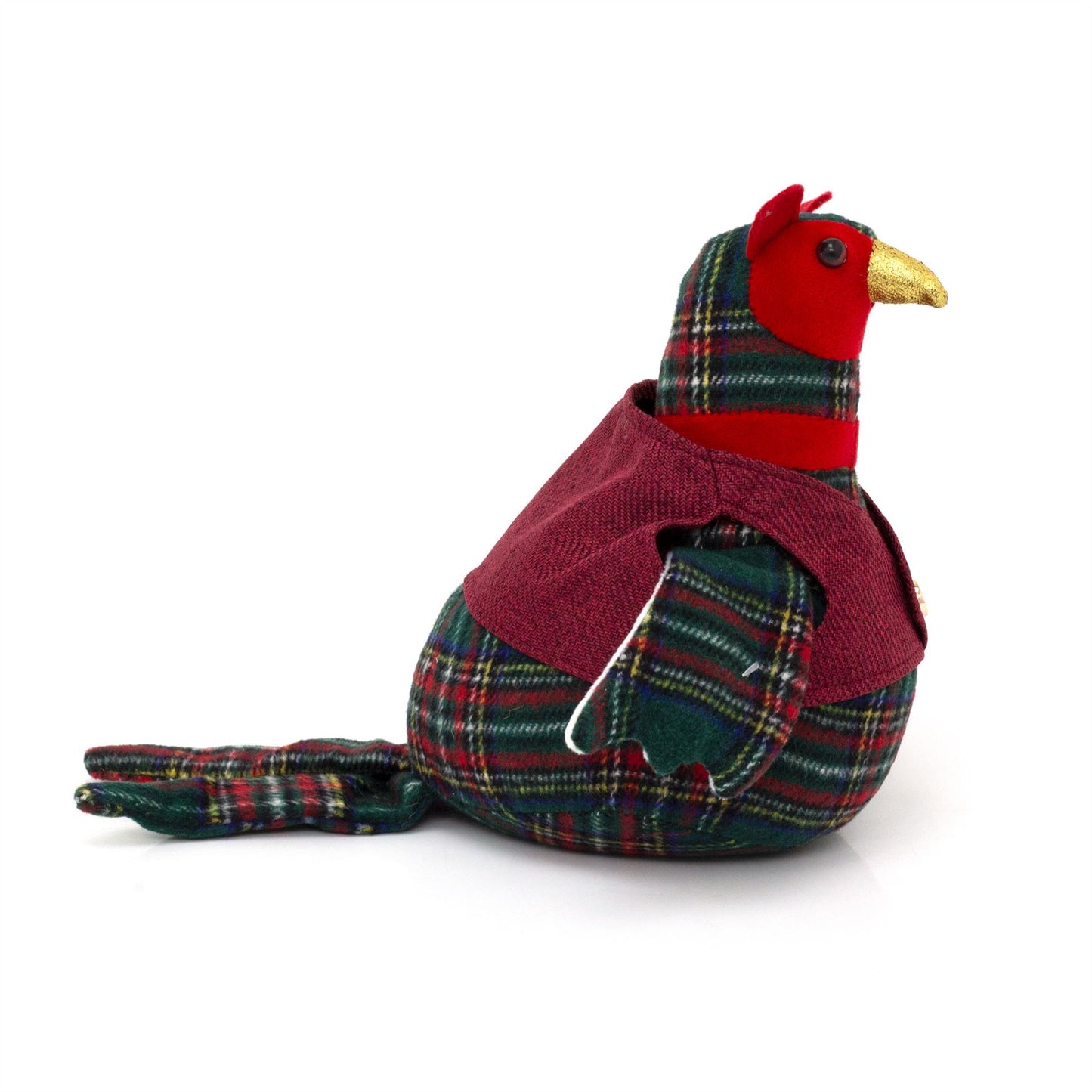 Percival the Pheasant Christmas Doorstop | Tartan Bird-Shaped Door Stop - 21cm