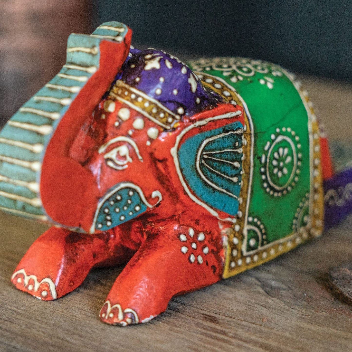 Wooden Elephant Doorstop Wedge | Mango Wood Decorative Animal Door Stopper Wedge