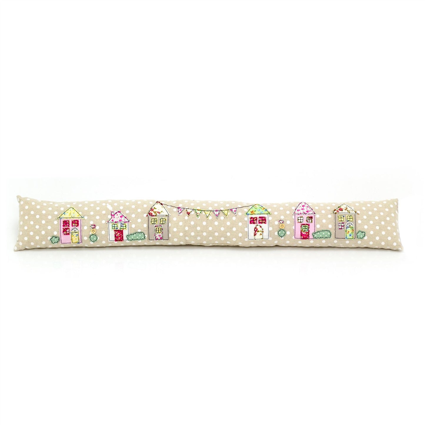 Applique Houses Fabric Draught Excluder | Polka Dot Draft Excluder Door Cushion