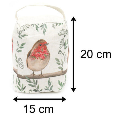 Robin Redbreast Bird Fabric Cube Door Stop | Decorative Bird Animal Doorstop | Country Life Door Stopper