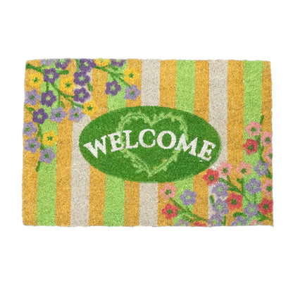 The Flower Shop Doormat | Non-slip Pvc Backed Natural Coir Doormat - 60x40cm