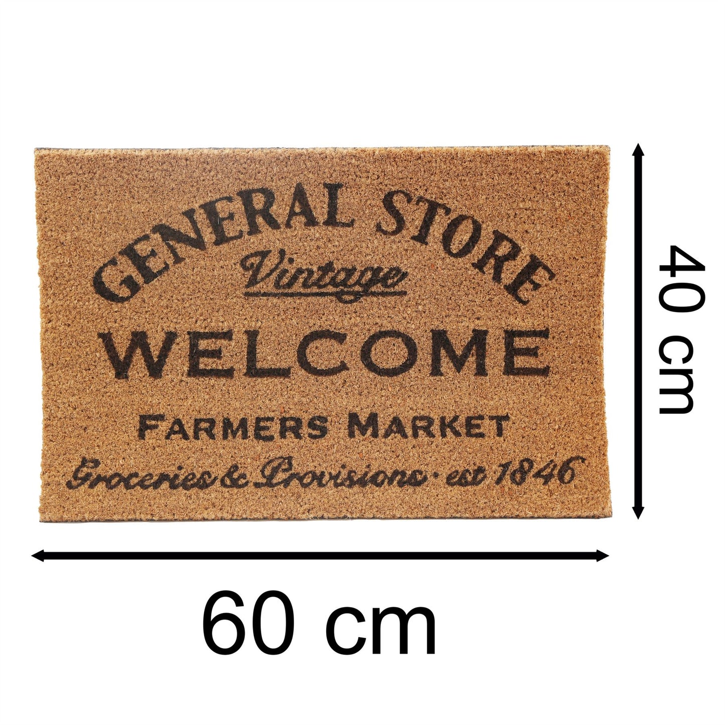 General Store Doormat | Rectangular Entrance Welcome Coir Door Mat - 60x40cm