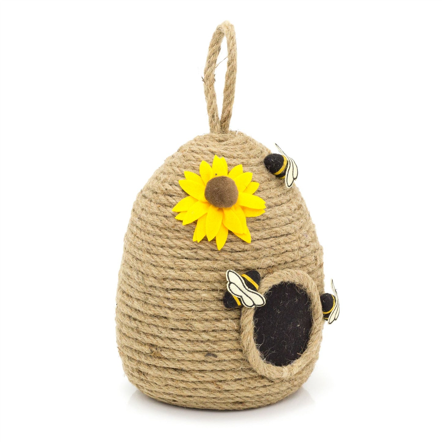 Rustic Beehive Coir Rope Doorstop | Honey Bee House Home Doorstopper | Novelty Bee Hive Door Stop With Handle