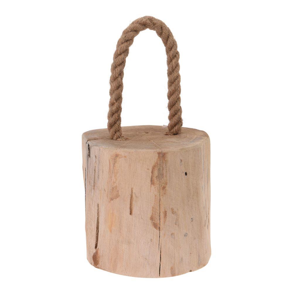 Stylish Teak Door Stop With Rope Handle ~ Novelty Wooden Doorstop