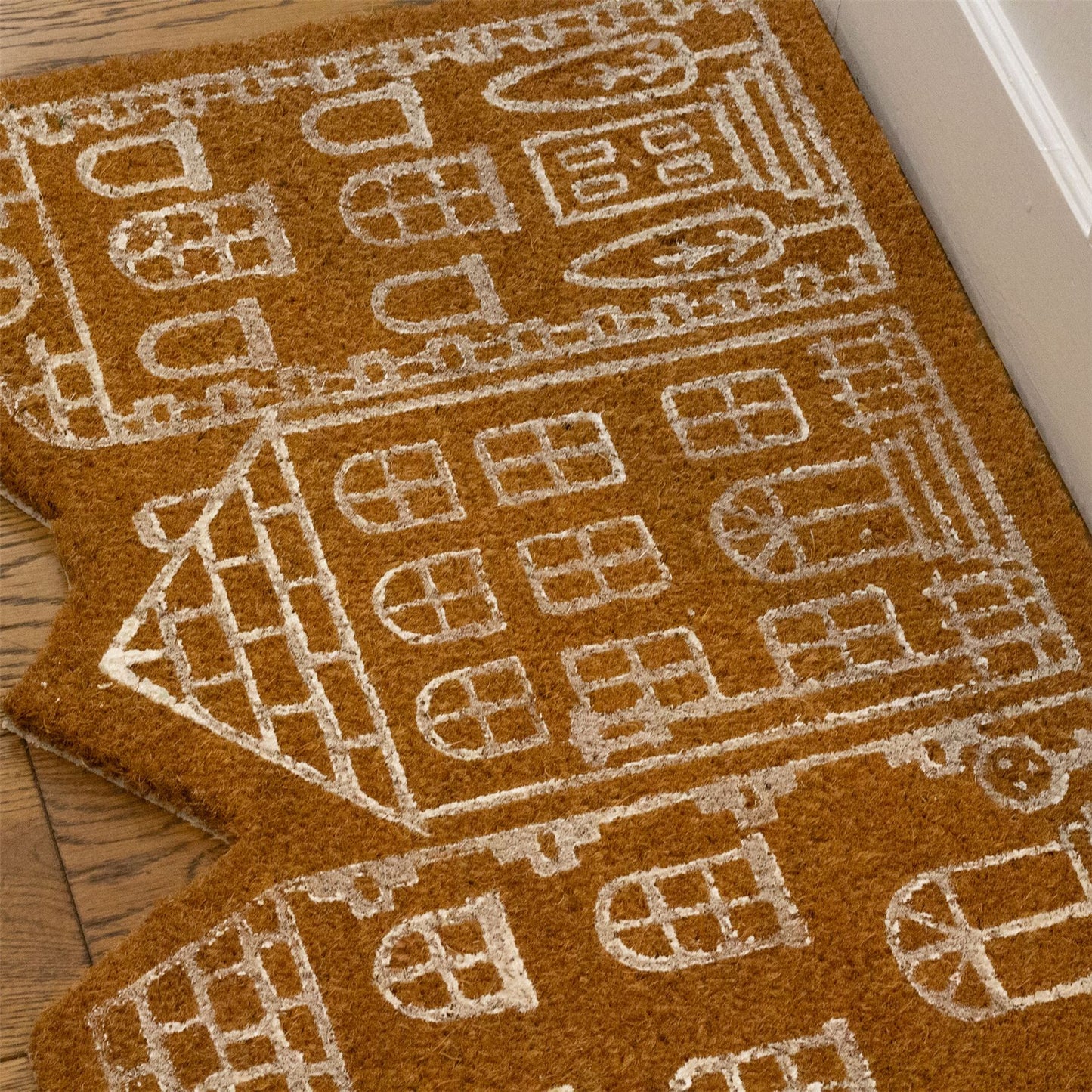 House Shaped Doormat | Welcome Door Mat Non-slip PVC Coir Doormat - 70x50cm