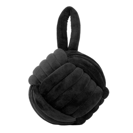 Black Fabric Nautical Knot Doorstop | Coastal Monkey's Fist Door Stop - 14cm