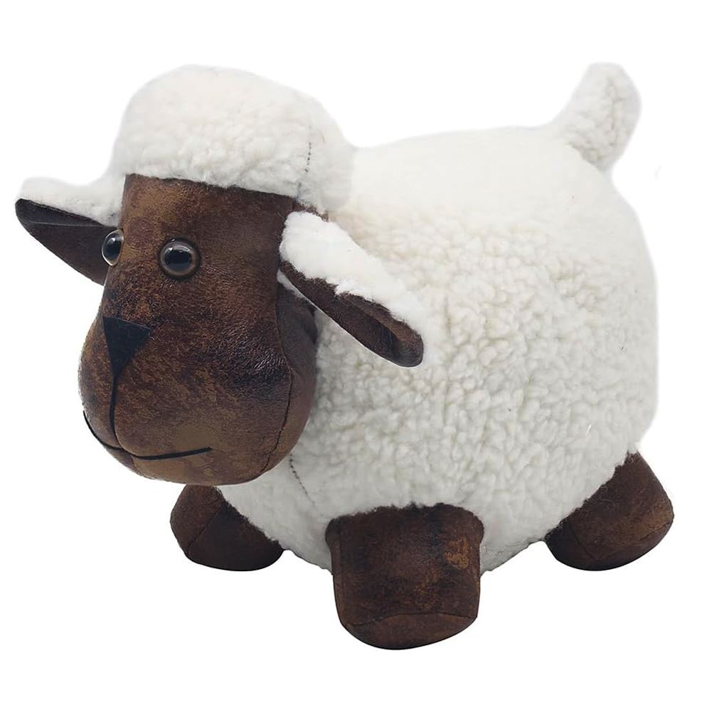 Bertie Sheep Doorstop | Faux Leather Weighted White Sheep Animal Door Stop 1.8kg