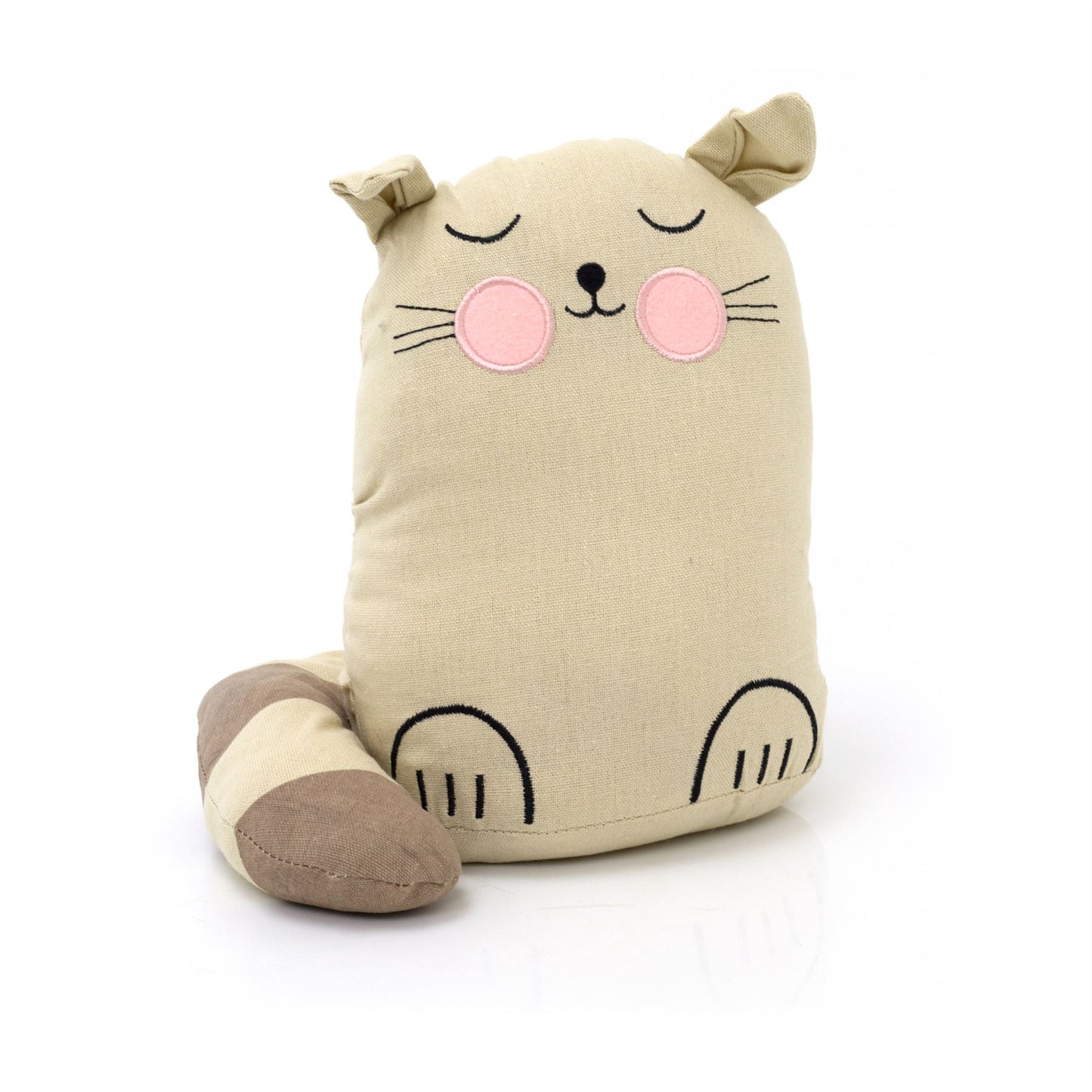 Childrens Fabric Cat Doorstop | Kids Cat Doorstops Animal Door Stopper - Beige