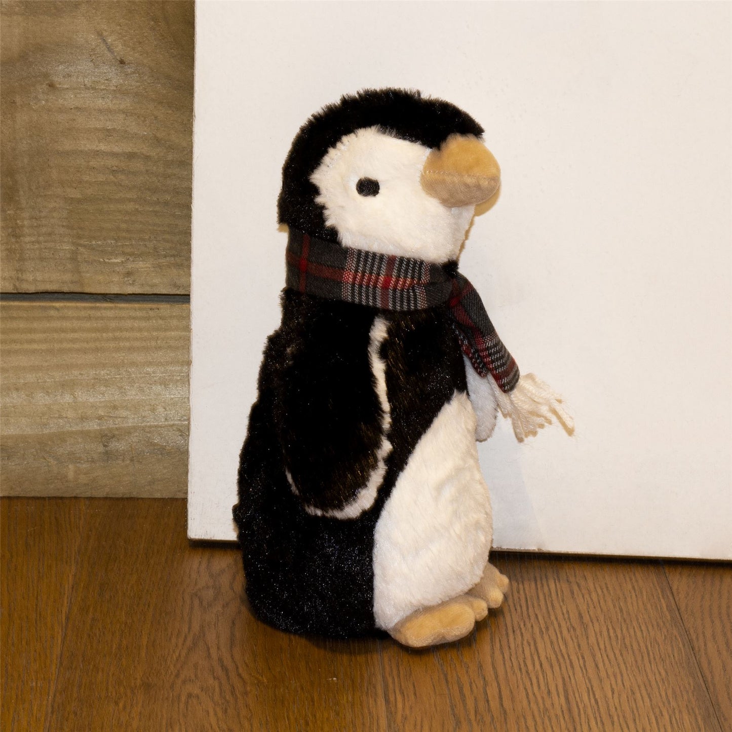 Novelty Fabric Snowy Penguin Door Stop | Decorative Plush Penguin Doorstop