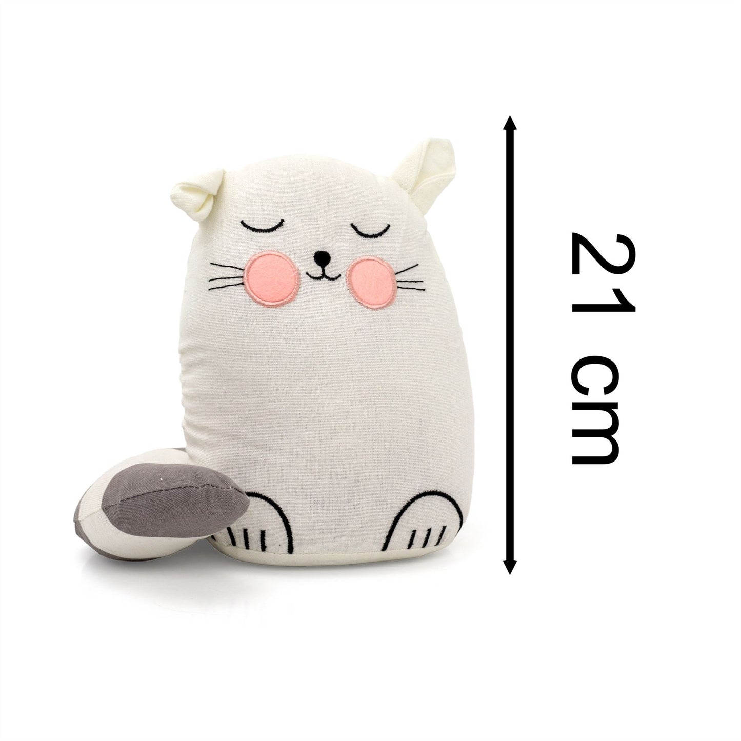 Childrens Fabric Cat Doorstop | Kids Cat Doorstops Animal Door Stopper - White