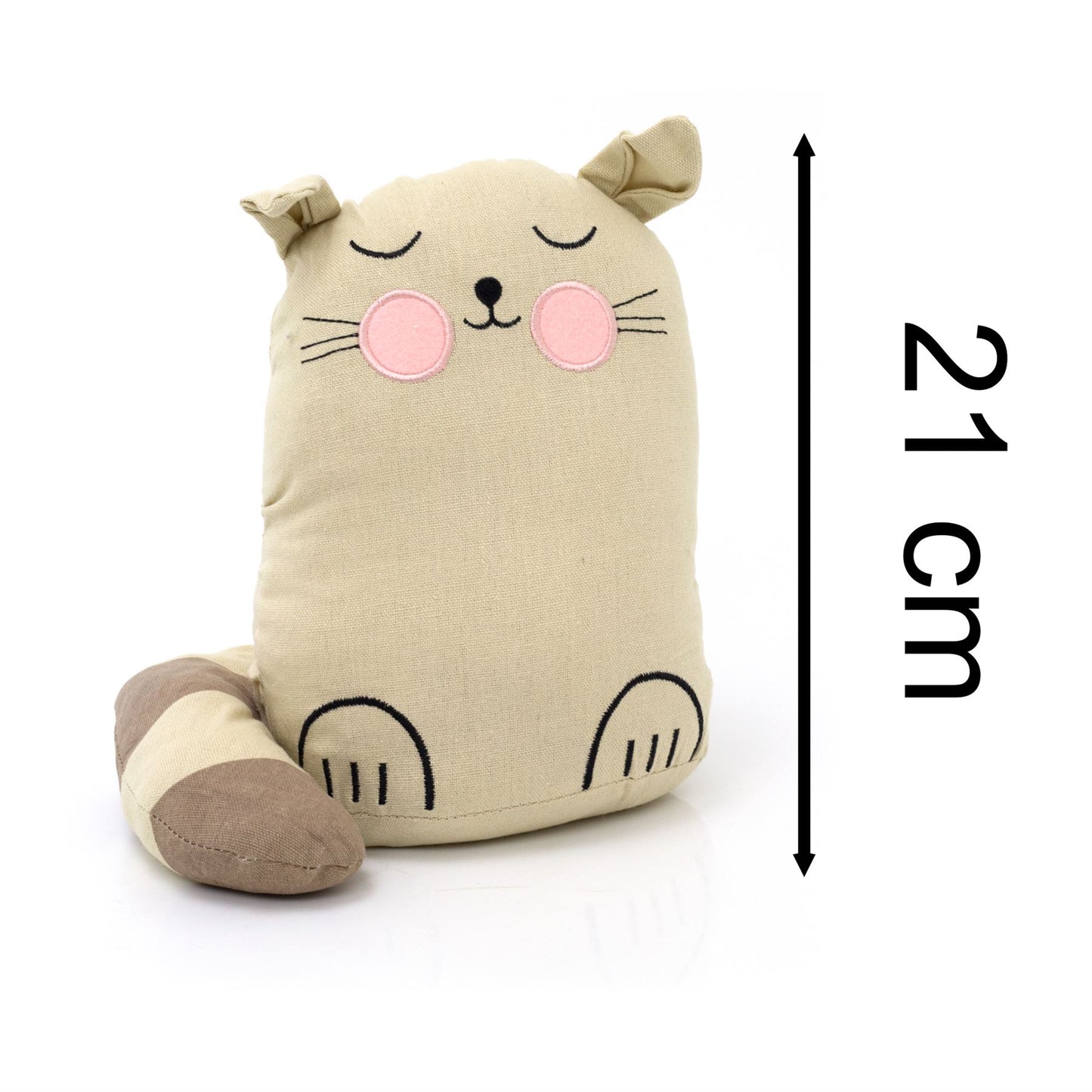 Childrens Fabric Cat Doorstop | Kids Cat Doorstops Animal Door Stopper - Beige