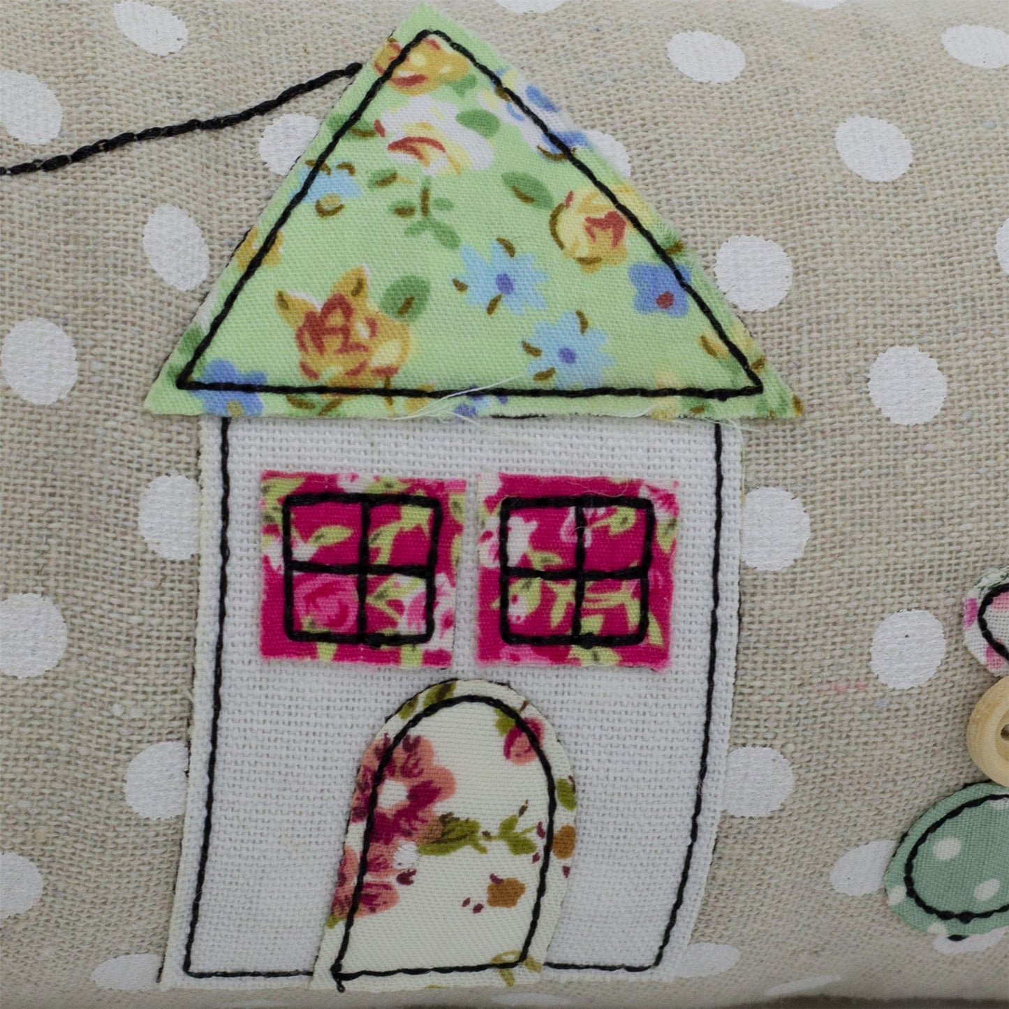 Applique Houses Fabric Draught Excluder | Polka Dot Draft Excluder Door Cushion