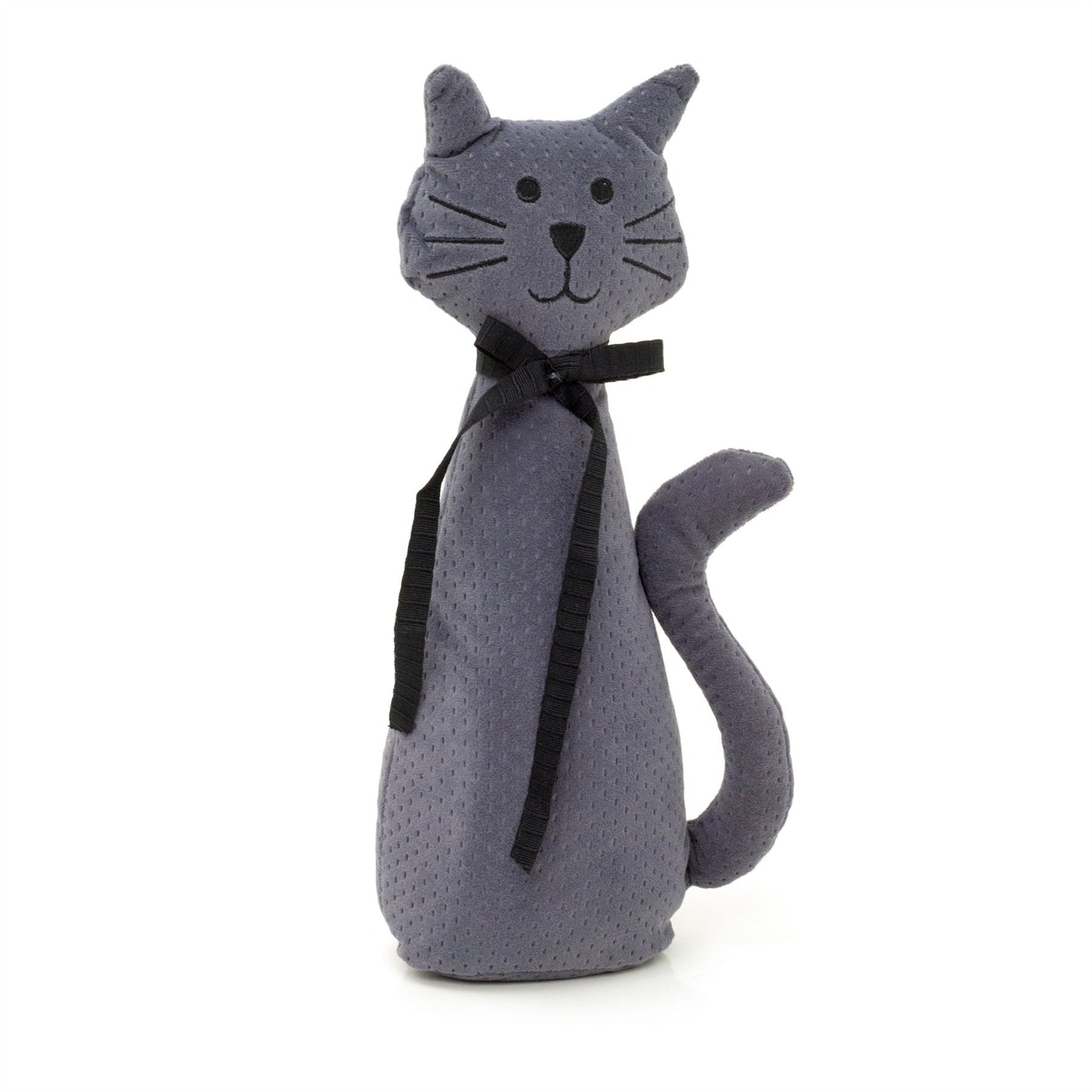 Velvet Cat Doorstop | Novelty Indoor Grey Cat Doorstops Animal Doorstop - 30cm