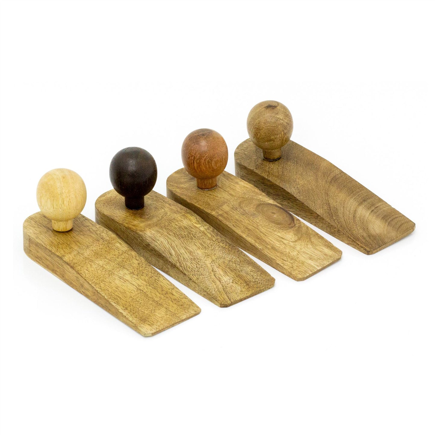 Traditional Wooden Door Stop Wedge | Mango Wood Decorative Door Stopper Wedge | Floor Door Stop Doorstop Wedge - Colour Varies One Supplied