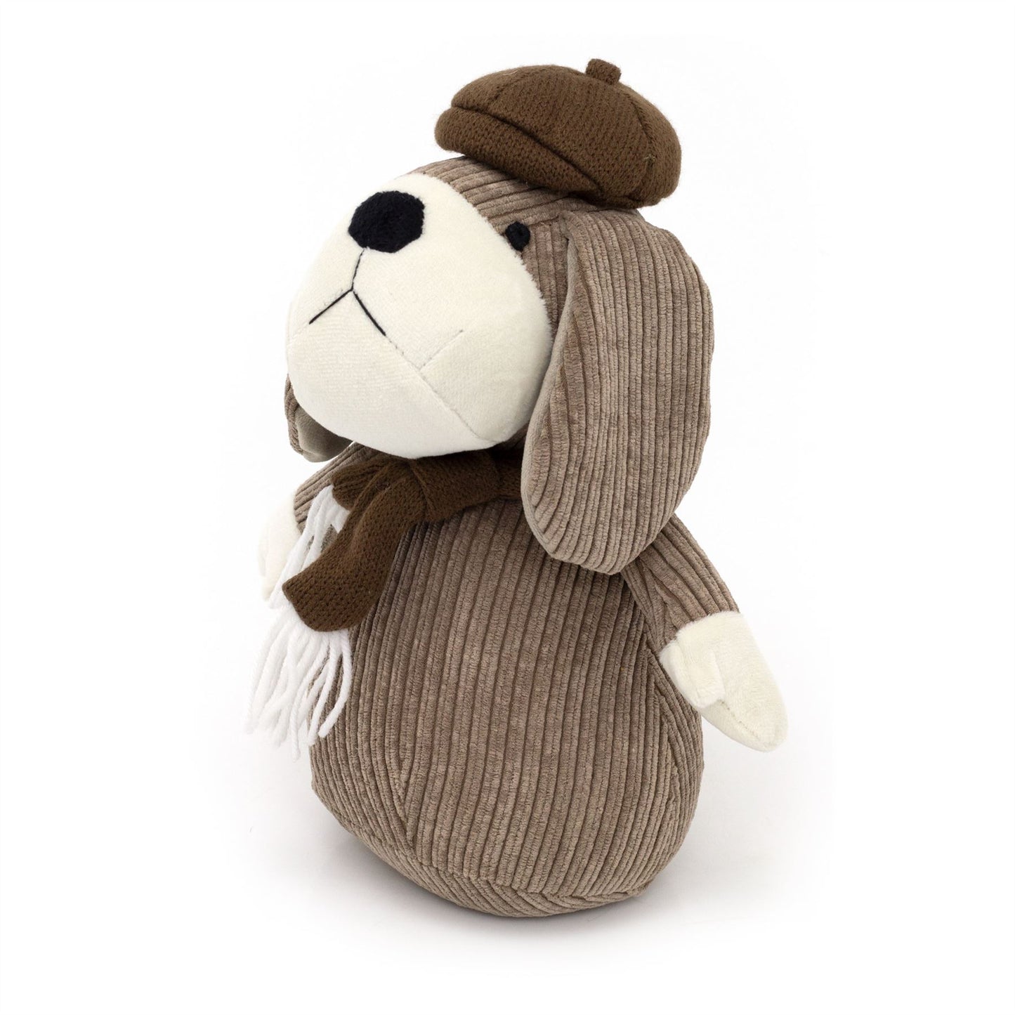 Corduroy Beagle Dog Doorstop | Beagle With Hat Ribbed Fabric Animal Door Stop