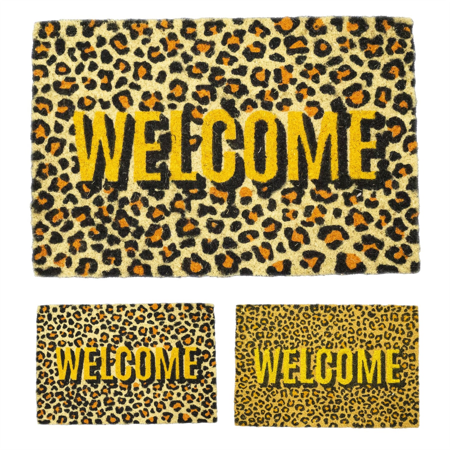 Leopard Print Doormat | Non-slip Pvc Backed Natural Coir Doormat - 60x40cm