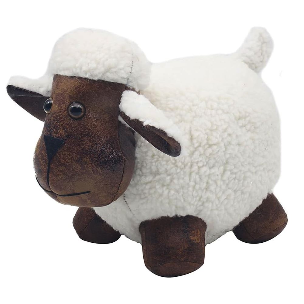 Bertie Sheep Doorstop | Faux Leather Weighted White Sheep Animal Door Stop 1.8kg - Doorstop