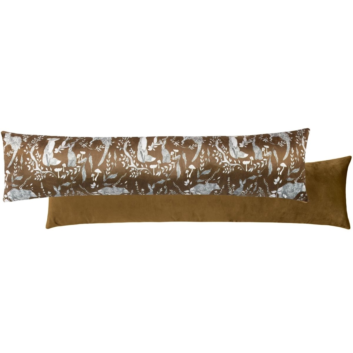 Buckthorn Amber Fabric Draught Excluder | Forest Animals Velvet Draft Excluder - Draught Excluder