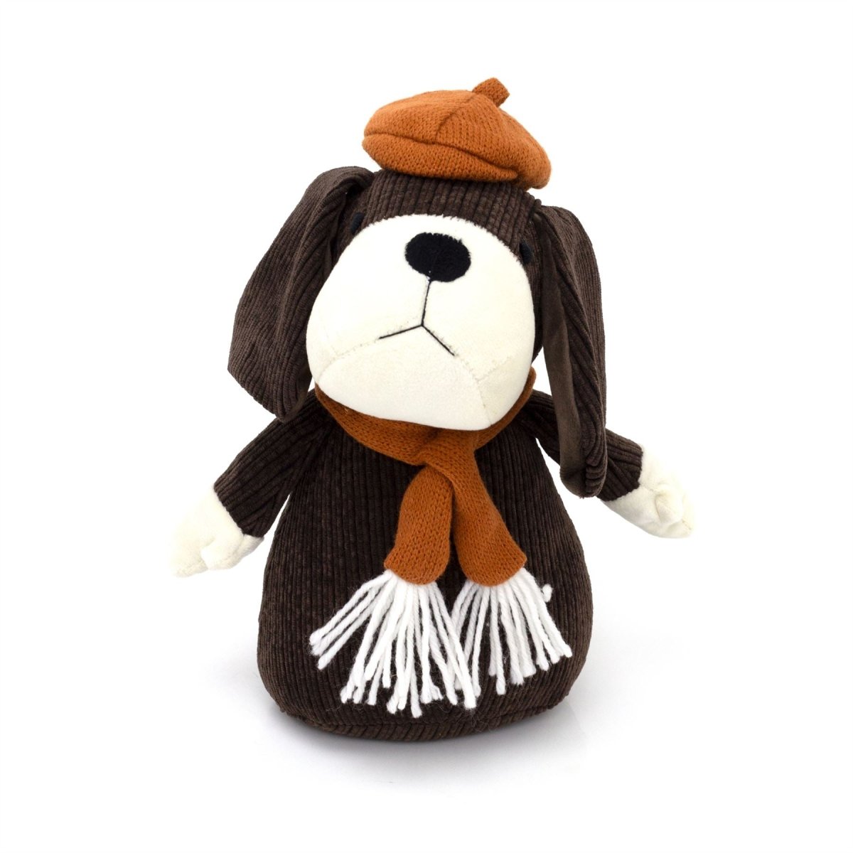 Corduroy Beagle Dog Doorstop | Beagle With Hat Ribbed Fabric Animal Door Stop - Doorstop