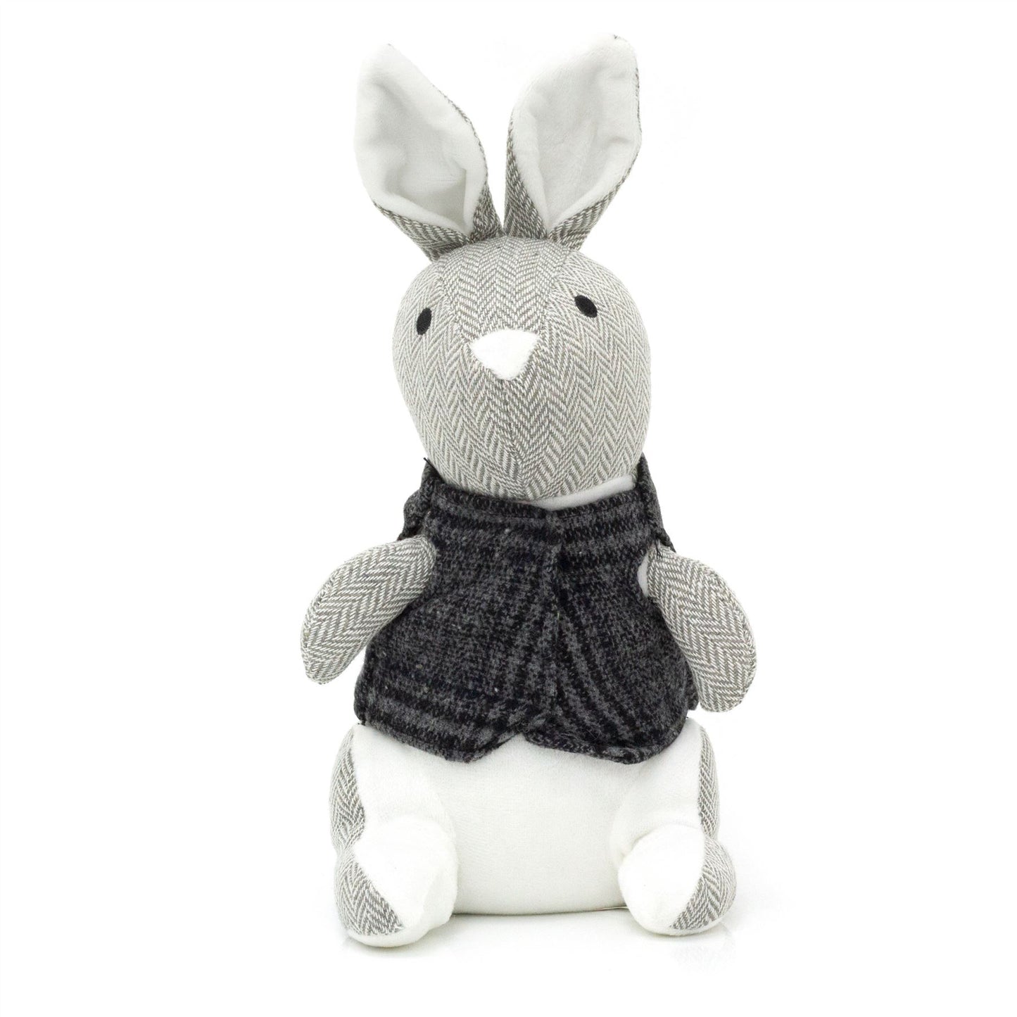 Herringbone Rabbit Door Stop Novelty Fabric Animal Doorstop Hare Door Stopper - Grey