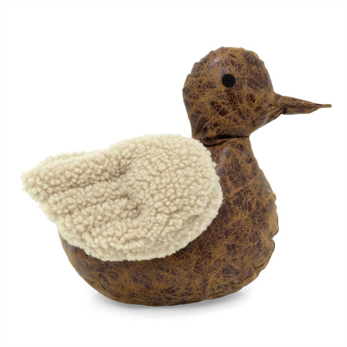 Douglas Duck Doorstop | Faux Leather Duck Doorstop with Boucle Wings - 23cm - Doorstop