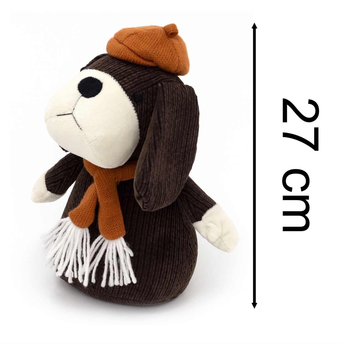 Corduroy Beagle Dog Doorstop | Beagle With Hat Ribbed Fabric Animal Door Stop