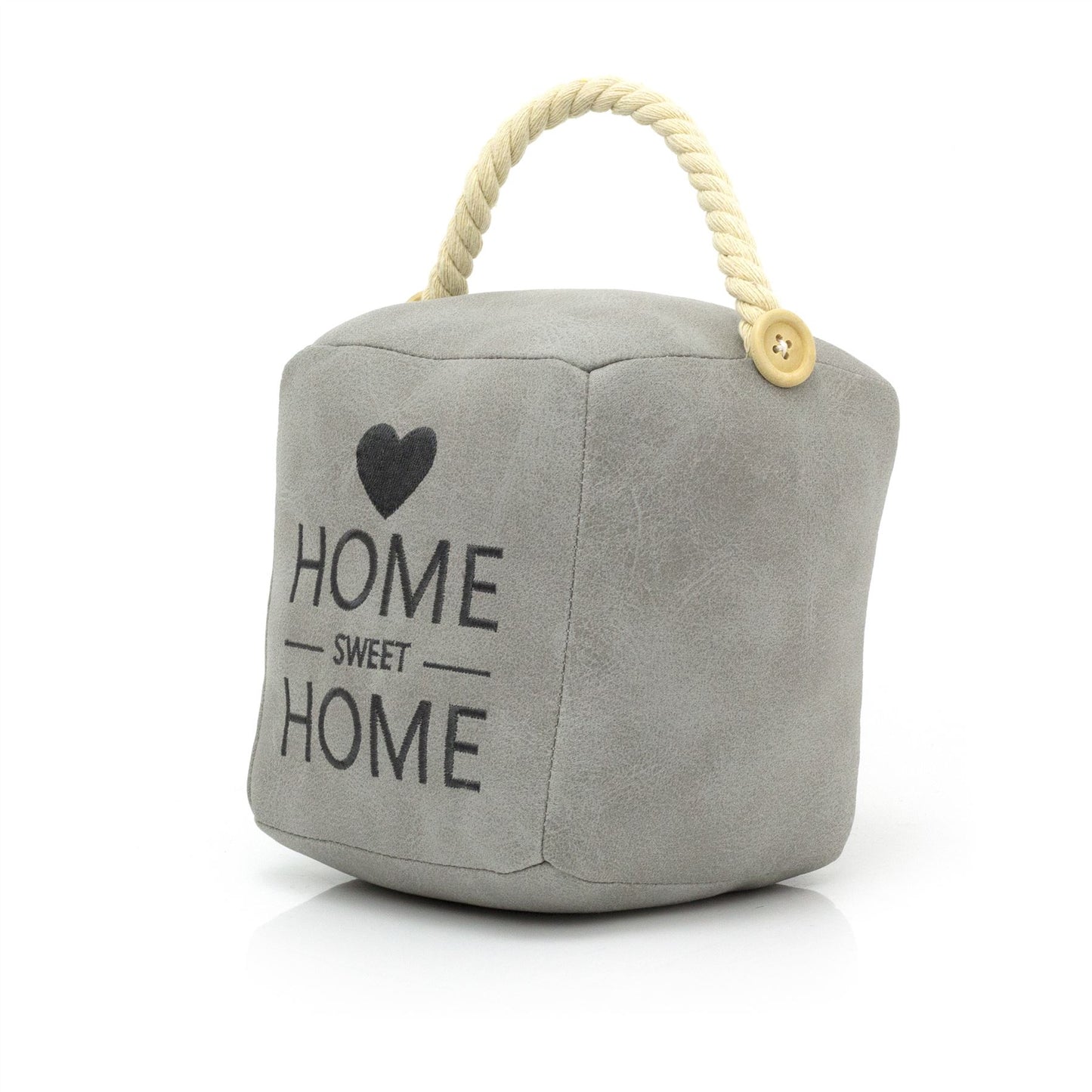 Grey Faux Leather Doorstop Cube | Square Home Door Stop Weighted Door Stopper