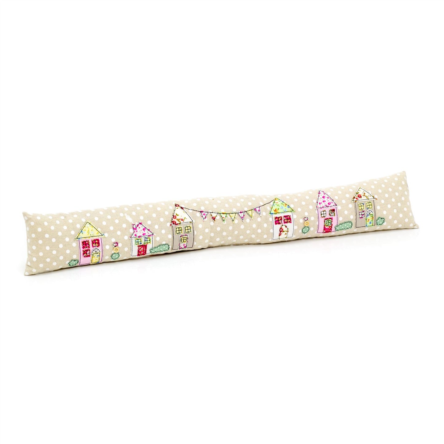 Applique Houses Fabric Draught Excluder | Polka Dot Draft Excluder Door Cushion