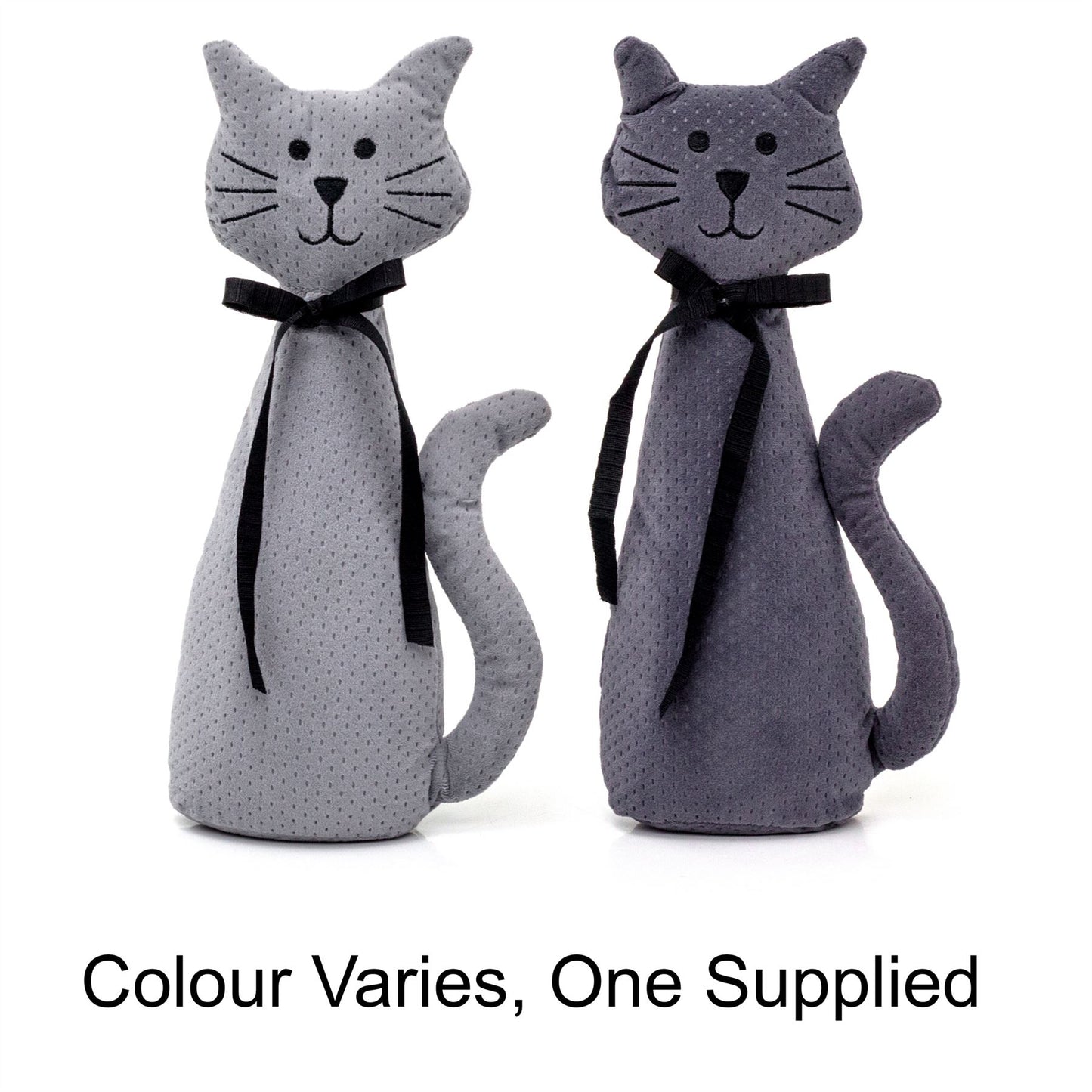 Velvet Cat Doorstop | Novelty Indoor Grey Cat Doorstops Animal Doorstop - 30cm