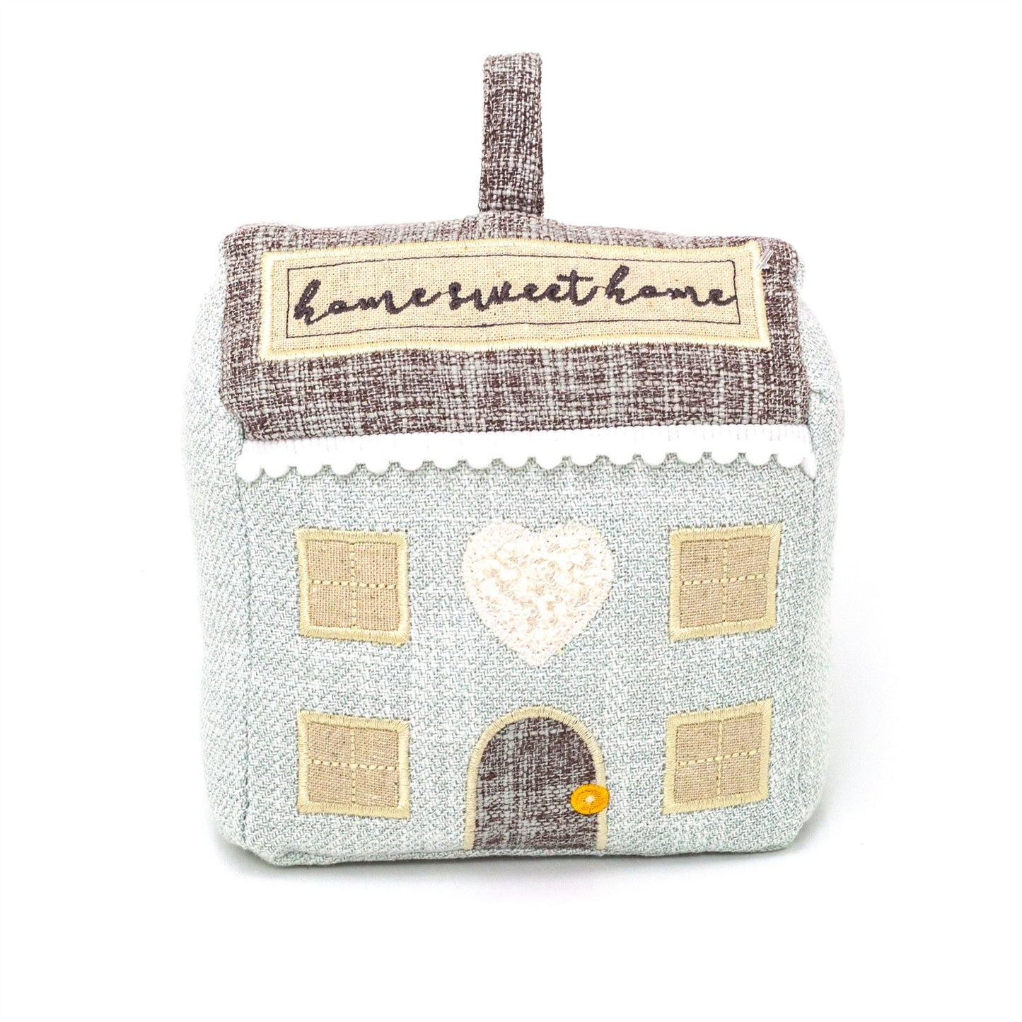Fabric House Door Stop | Home Sweet Home Embroidered Cottage Doorstop - 16cm