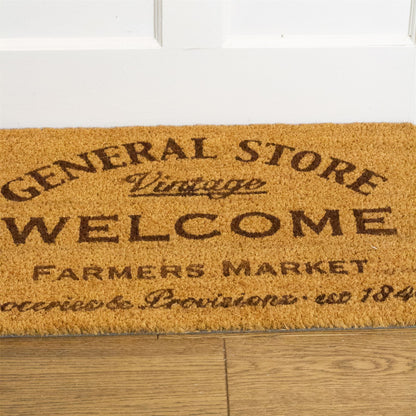 General Store Doormat | Rectangular Entrance Welcome Coir Door Mat - 60x40cm