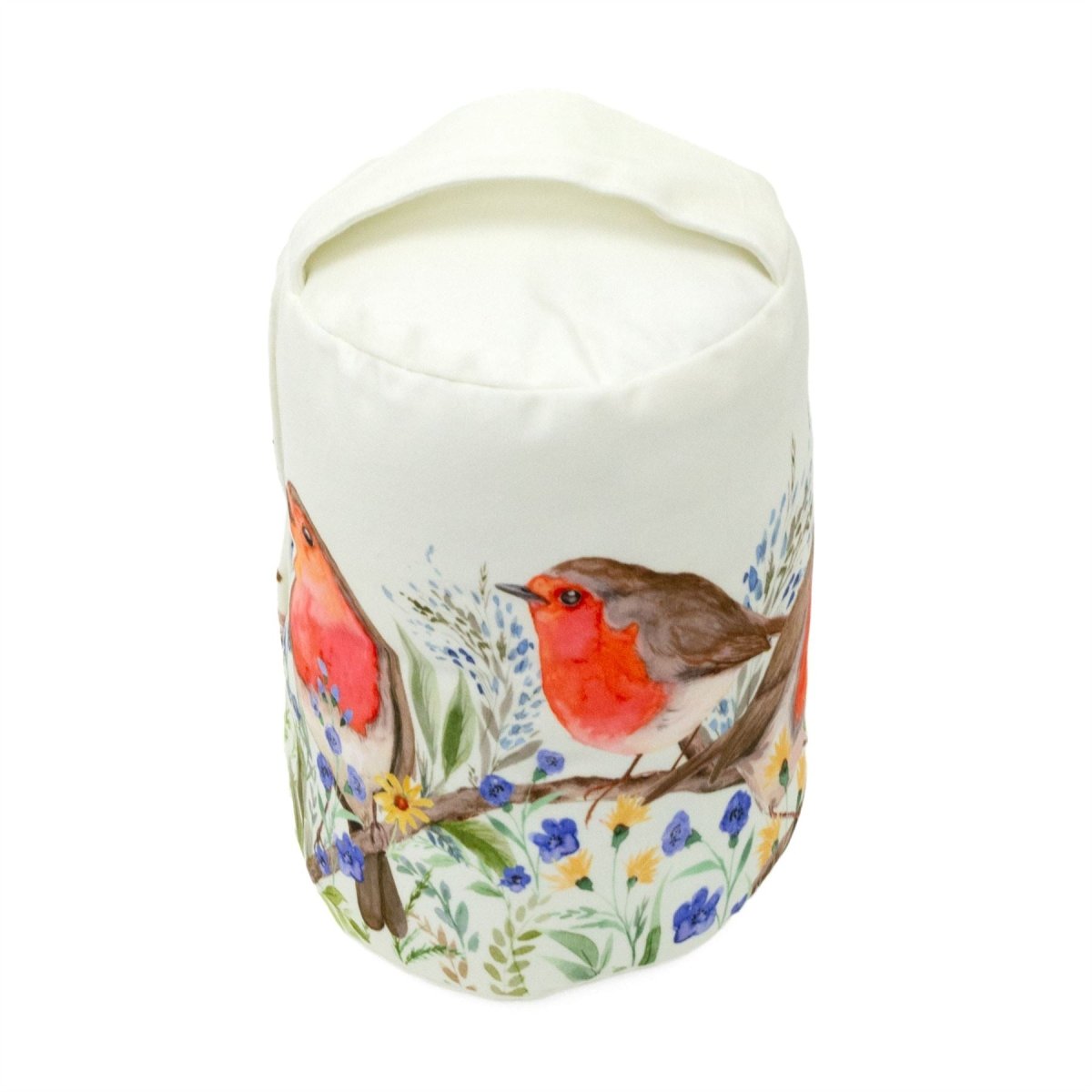 Floral Robin Velour Doorstop with Handle | Country Style Robin Door Stop - 21cm - Doorstop