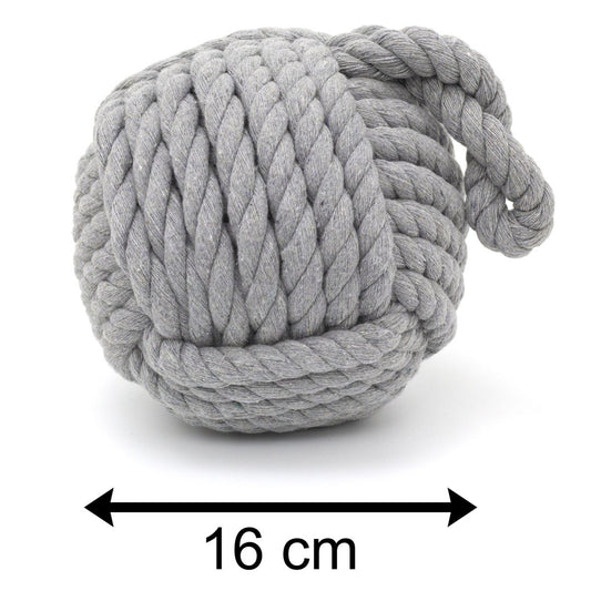 Grey Nautical Knot Rope Heavy Doorstop | Nautical Monkey's Fist Seaside Rope Door Stop | Beach Rope Knot Door Stopper Ball - Doorstop