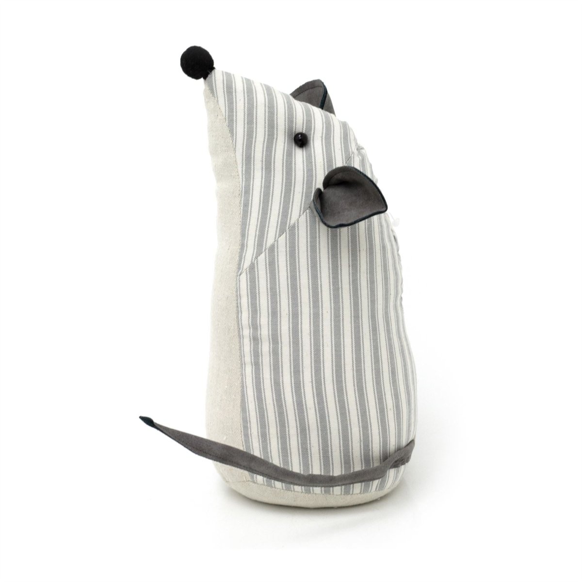 Maggie Striped Mouse Doorstop | Grey Stripey Mouse Shaped Fabric Door Stop 26cm - Doorstop