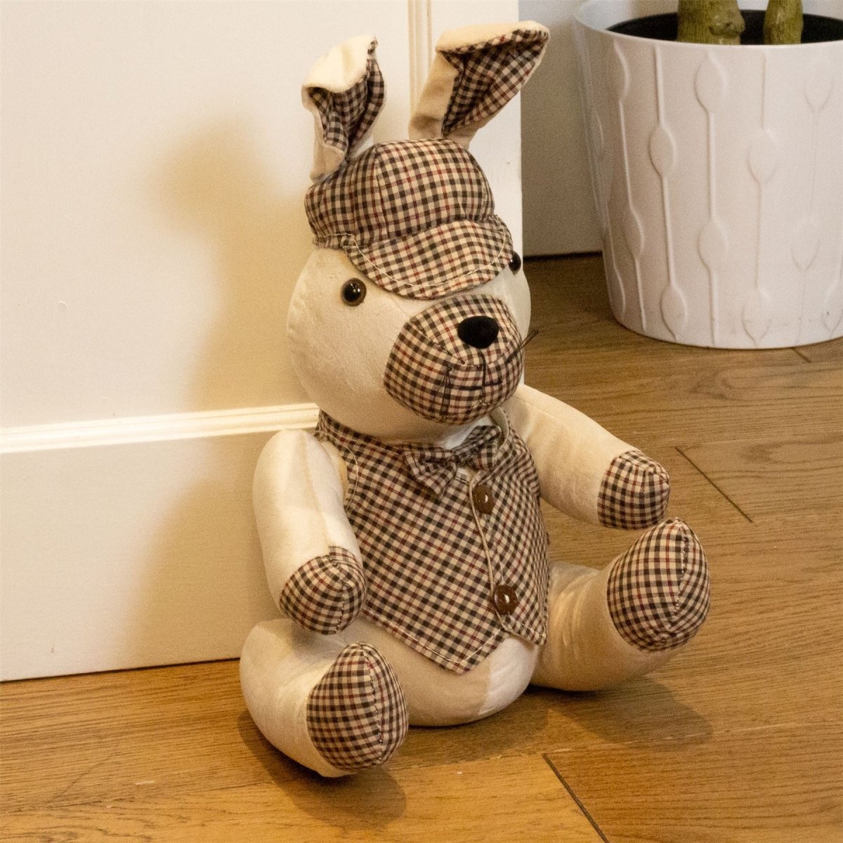 Montgomery Rabbit Tweed Fabric Doorstop | Hare - Shaped Animal Door Stop - 30cm - Doorstop