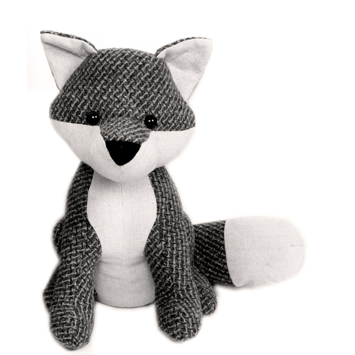 Textured Fabric Fox Doorstop ~ Grey British Wildlife Fox Door Stop - Doorstop