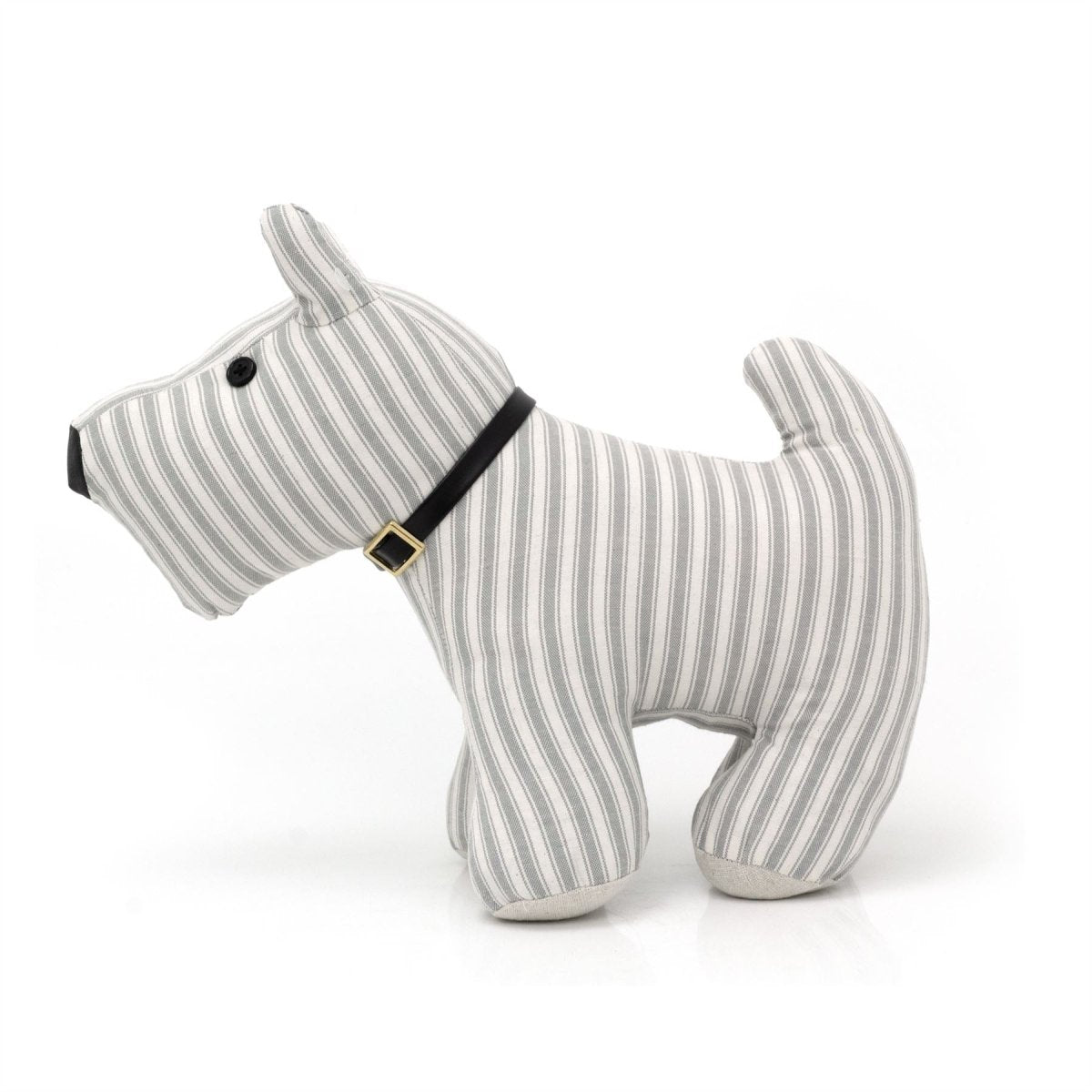 Toby Striped Scottie Dog Doorstop | Grey Stripey Fabric Dog Door Stop - 32cm - Doorstop