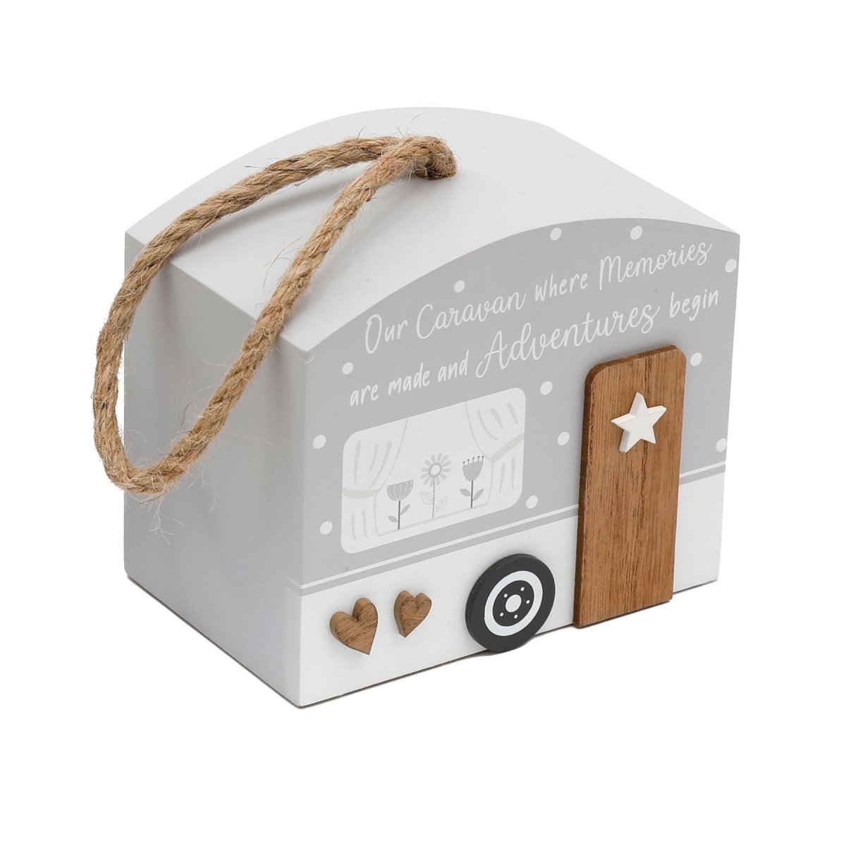 Wooden Caravan Doorstop | Charming Novelty Door Stop Shaped Caravan - 13x15cm - Doorstop
