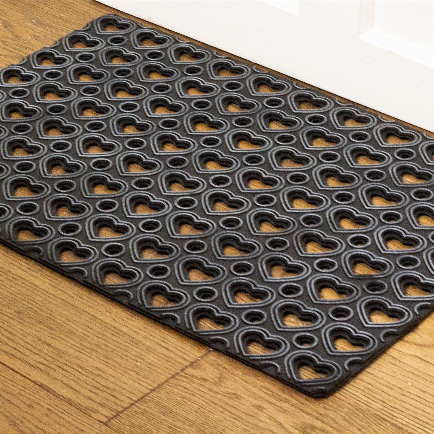 Hearts Rubber Doormat | Outdoor Heavy Duty Non-Slip Scraper Doormat - 40x60cm