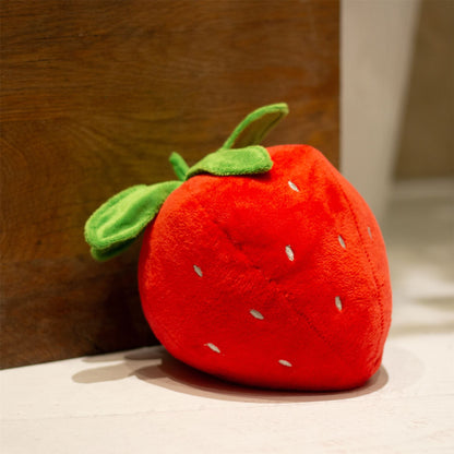 Strawberry Fabric Doorstop | Novelty Strawberry Shaped Fruit Door Stop - 14cm
