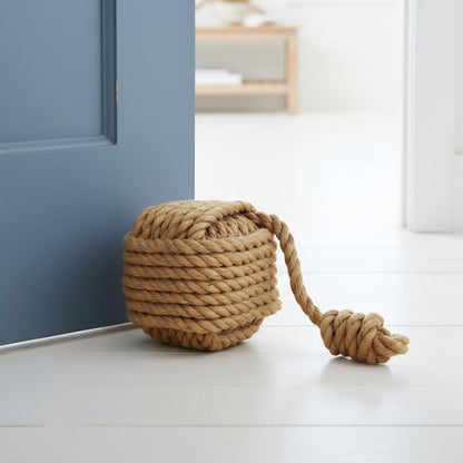 15cm Nautical Square Monkey's Fist Rope Doorstop ~ Natural Rope Door Stop - Doorstop