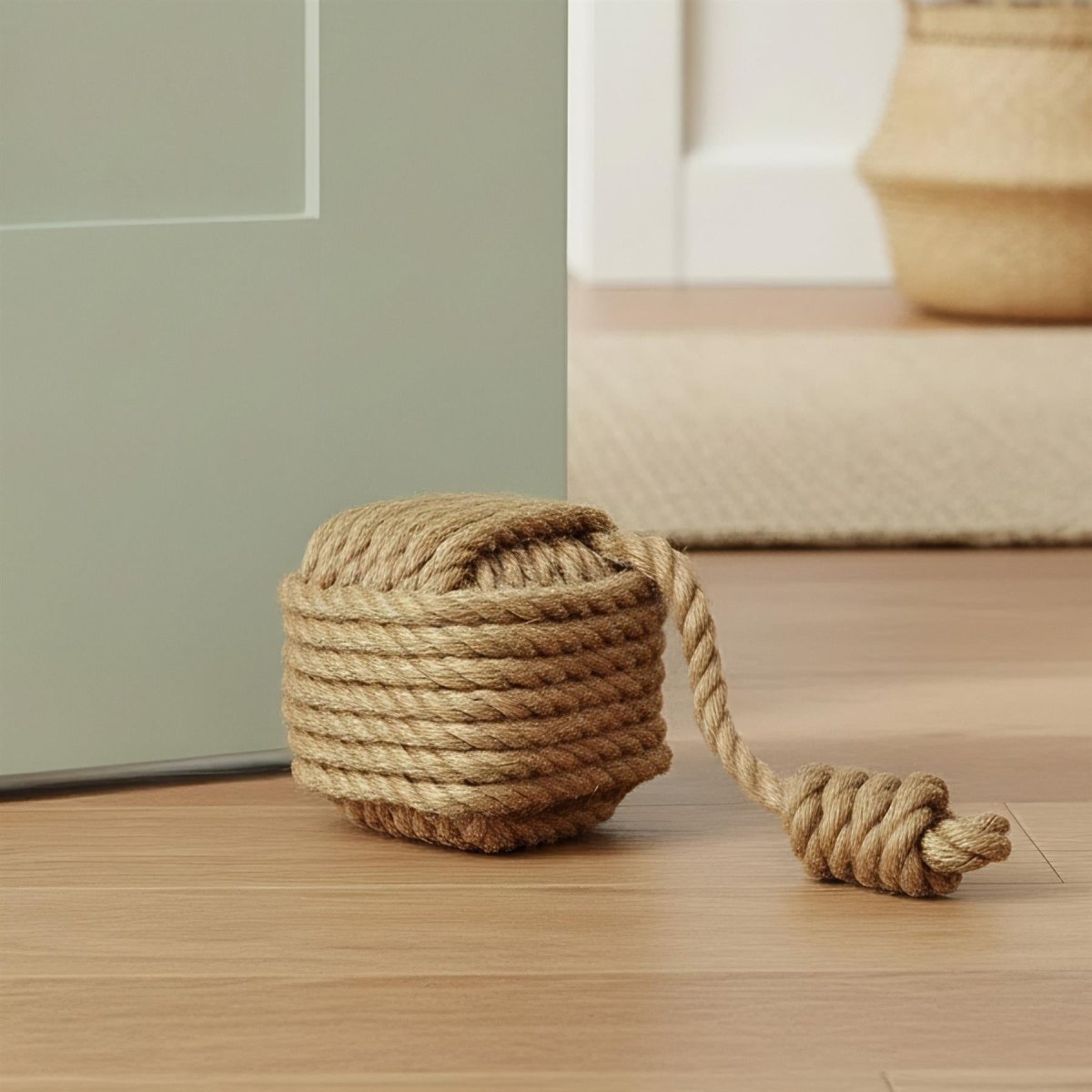 15cm Nautical Square Monkey's Fist Rope Doorstop ~ Natural Rope Door Stop - Doorstop