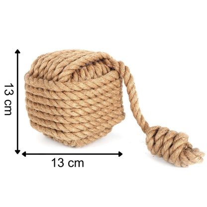 15cm Nautical Square Monkey's Fist Rope Doorstop ~ Natural Rope Door Stop - Doorstop