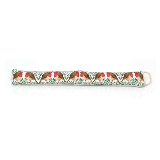 Christmas Robins And Holly Fabric Draught Excluder For Doors - 94cm