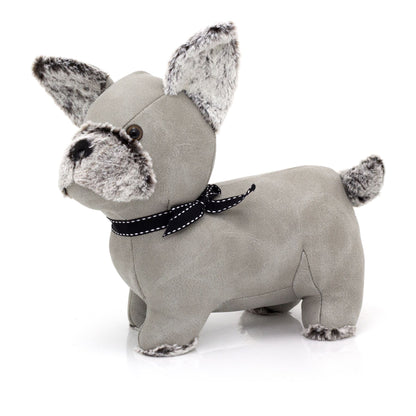 Chico Chihuahua Doorstop | Faux Leather Weighted Grey Puppy Dog Door Stop 1.7kg