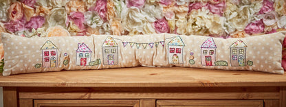 Applique Houses Fabric Draught Excluder | Polka Dot Draft Excluder Door Cushion
